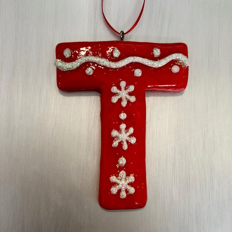 Taiwan T字母圣诞吊饰 - 摆饰 - 陶 红色