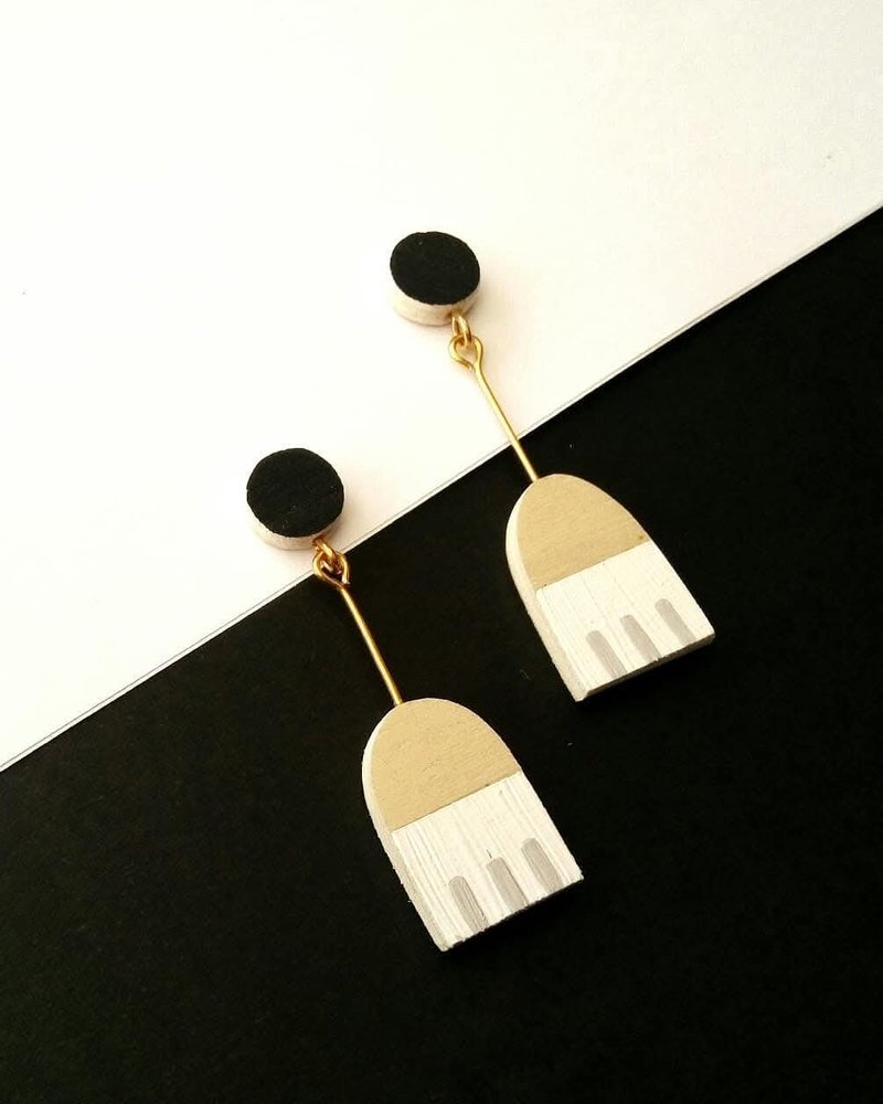 木质耳环 玫瑰02 - 耳环/耳夹 - 木头 