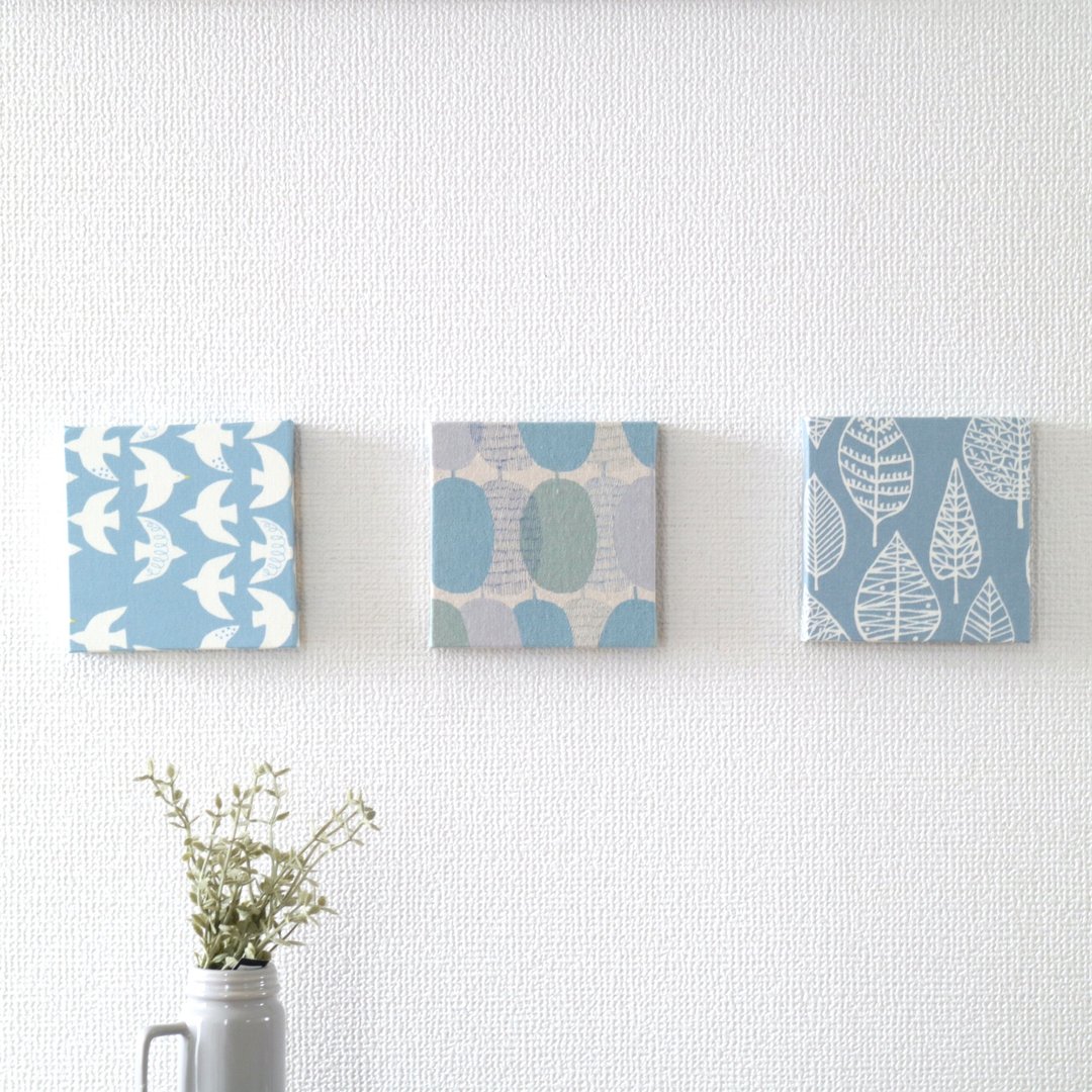 12x12cm Fabric panel 3-piece set [Light blue] - 墙贴/壁贴 - 棉 蓝色