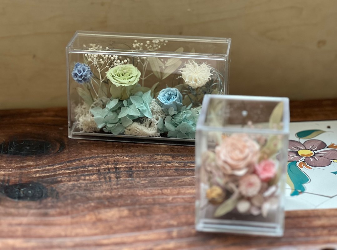 长方迷你花盒 永生花展示盒 桌上小物 办公小物 干燥花 不凋花 - 干燥花/捧花 - 植物．花 多色