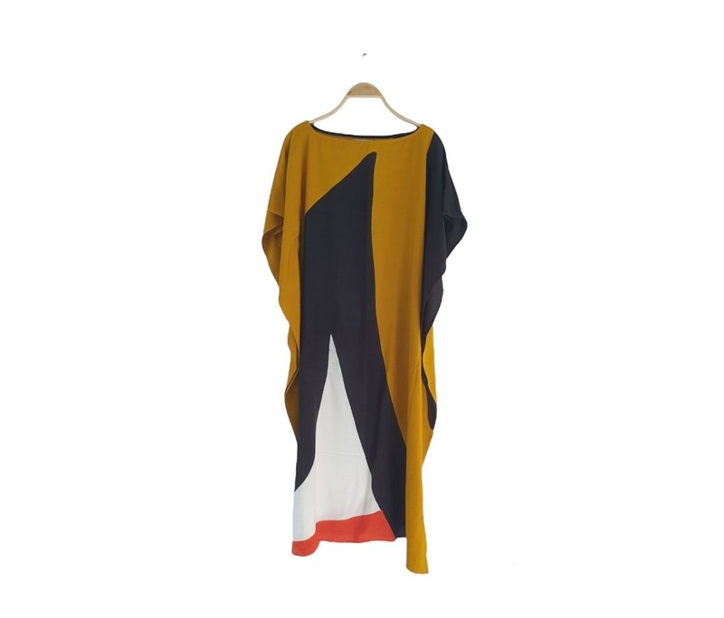 Hand Painted Cotton Rayon Kaftan for Summer Resort Vacation- - 洋装/连衣裙 - 棉．麻 黑色