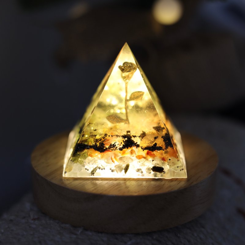 【定制化礼物】小王子的金色玫瑰小夜灯水晶疗愈Orgonite黄水晶招 - 灯具/灯饰 - 水晶 多色