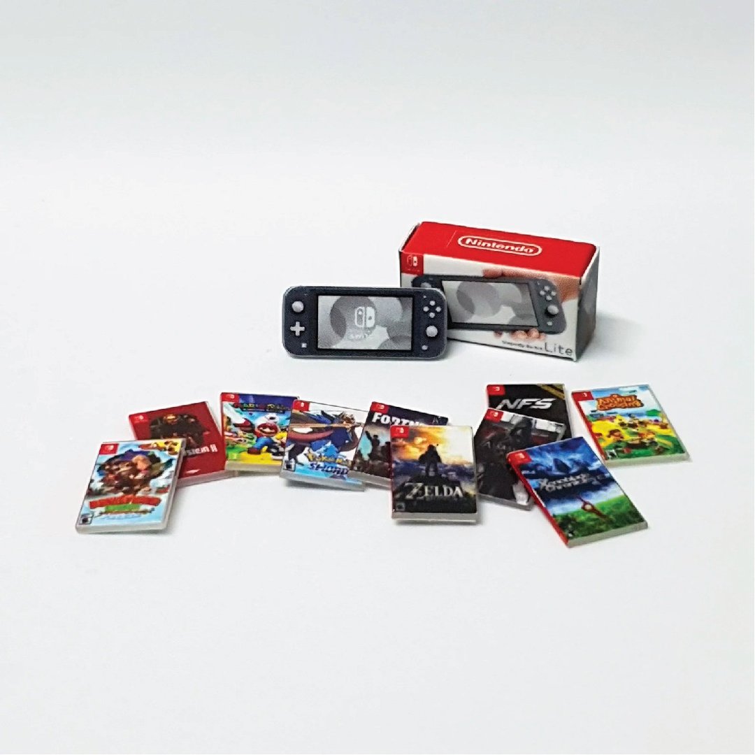 Nintendo Switch Lite Console Gray+ 10 Games  Scale 1/12 - 摆饰 - 塑料 灰色