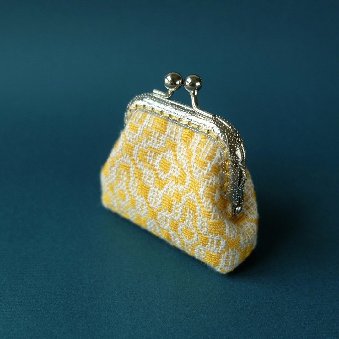 CaCa Crafts |【CaCa の手织布】手织古典欧风口金包 - 皮夹/钱包 - 棉 橘色