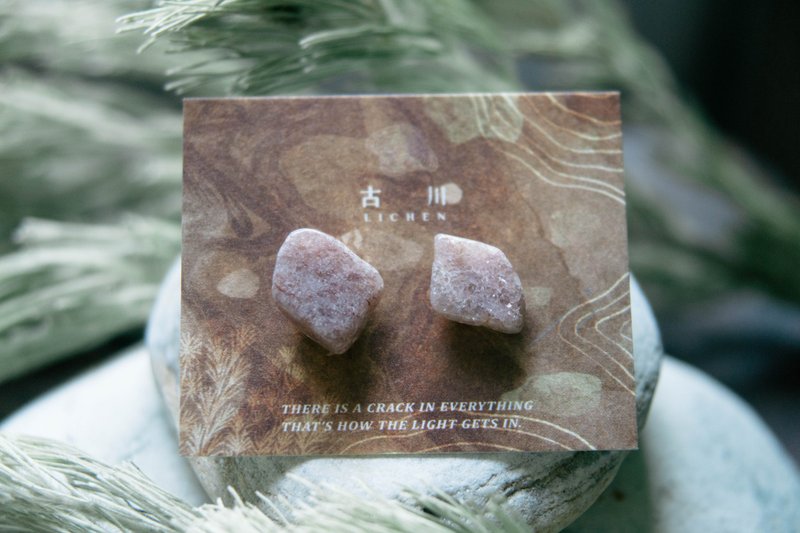 CRACK | 矿物系耳环 |  EARRINGS - 耳环/耳夹 - 玉石 粉红色