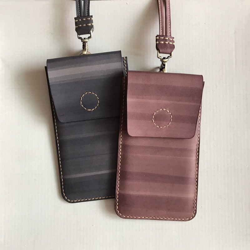 手机套│袋盖单卡层│附颈带│iPhone7│phone case - 手机壳/手机套 - 真皮 灰色