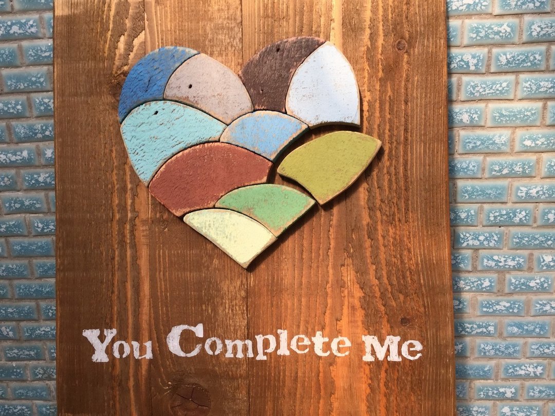 爱心拼图 创意木作 墙面挂饰 告白礼物 手作 you complete me - 摆饰 - 木头 多色