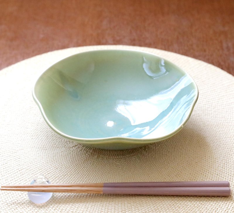 绿色釉花痴 - 碗 - 陶 绿色