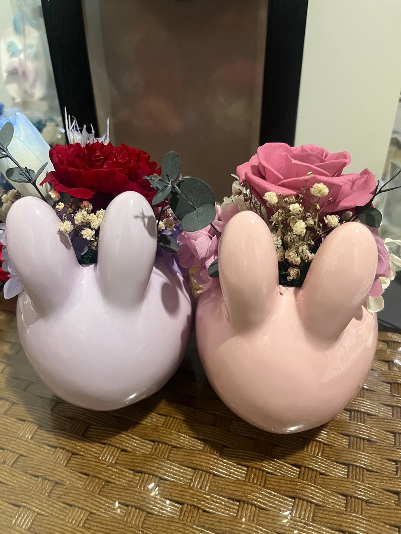 小兔仔桌花/礼品/盆花/永生花 - 干燥花/捧花 - 植物．花 粉红色