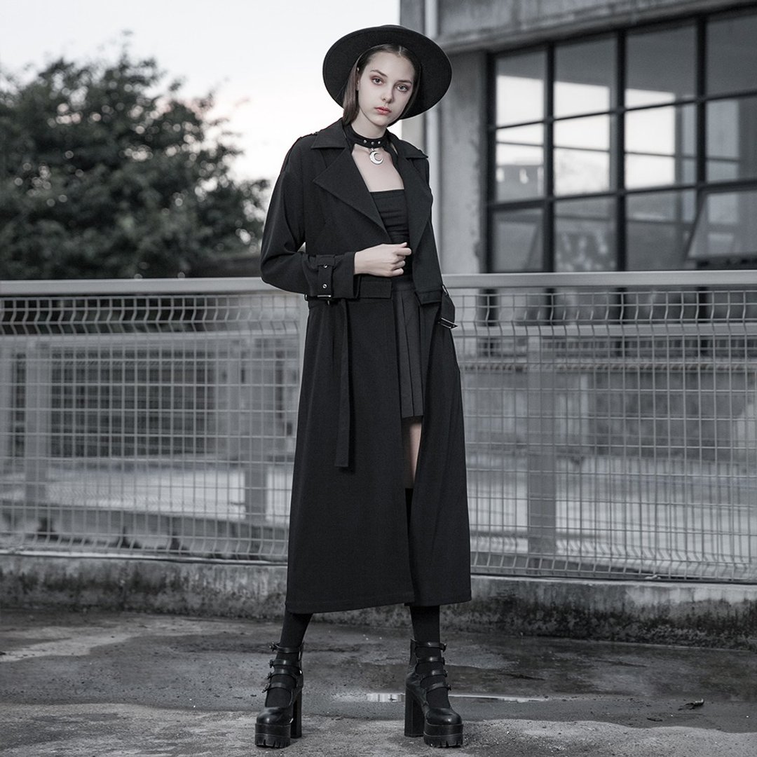 英伦巫师两穿式哑光黑风衣 / 长短两穿 / 宽松版型 - 女装休闲/机能外套 - 其他材质 黑色