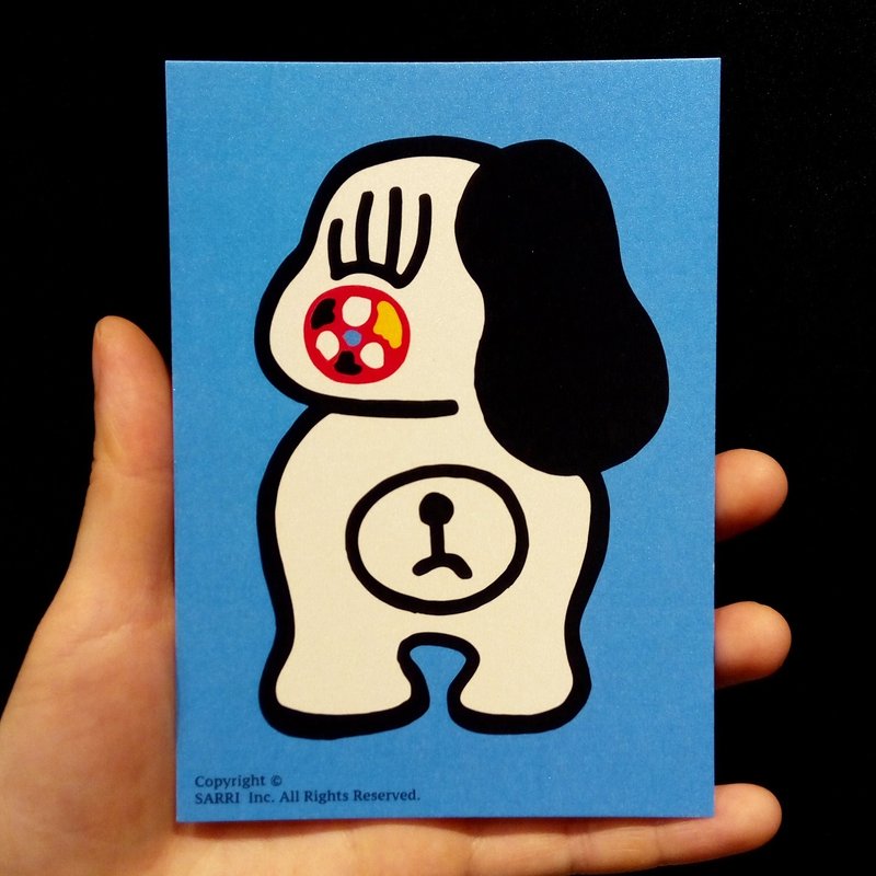 独眼狗狗 (可制作A3大小的海报) 生日卡  postcard  绘本 card 卡片 万用卡 poster 海报 现代 情人 爱 特别 可爱 台湾 怪诞 - 卡片/明信片 - 纸 蓝色
