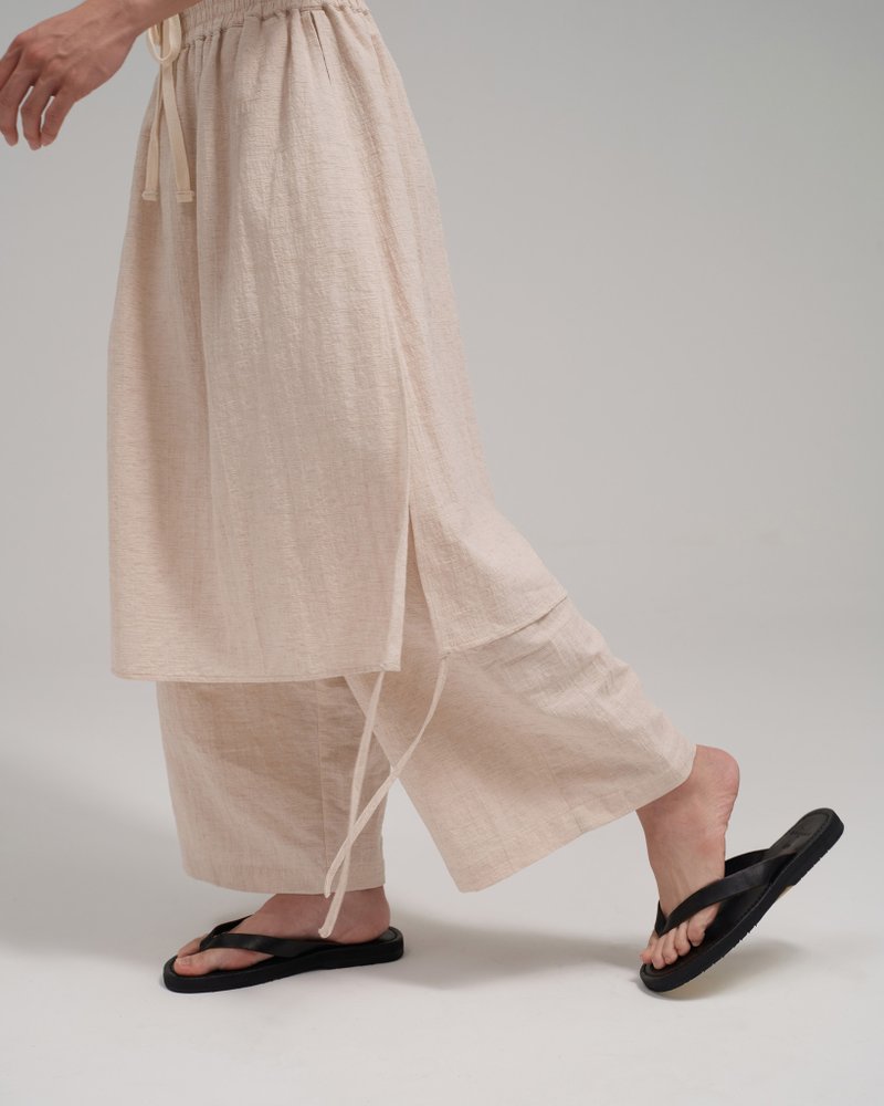 Unisex：The Skants (沙色) - 男士长裤 - 棉．麻 卡其色