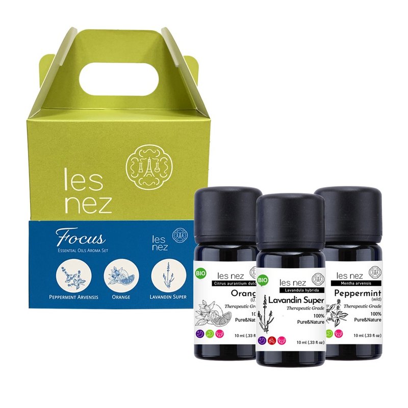 【Les nez 香鼻子】Focus 提振专注 精油礼盒(赠榉木香氛柱) - 香薰/精油/线香 - 精油 黑色