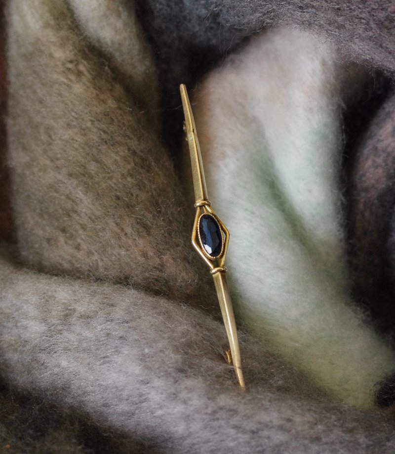 Antique新艺术时期1920~1930 MURAT 包金宝石别针B2175 - 胸针 - 其他金属 金色