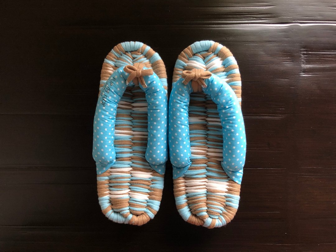 【FLIP TEE FLOP】24cm 布拖鞋 混织款 - 室内拖鞋 - 棉 蓝色
