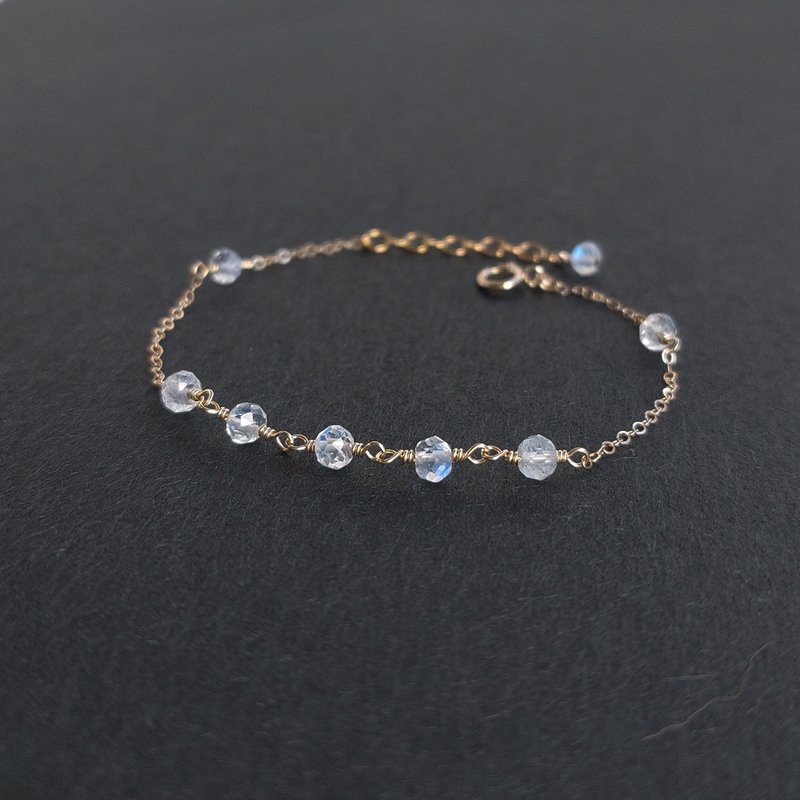 月光石 x 14KGF手链 - 手链/手环 - 半宝石 白色