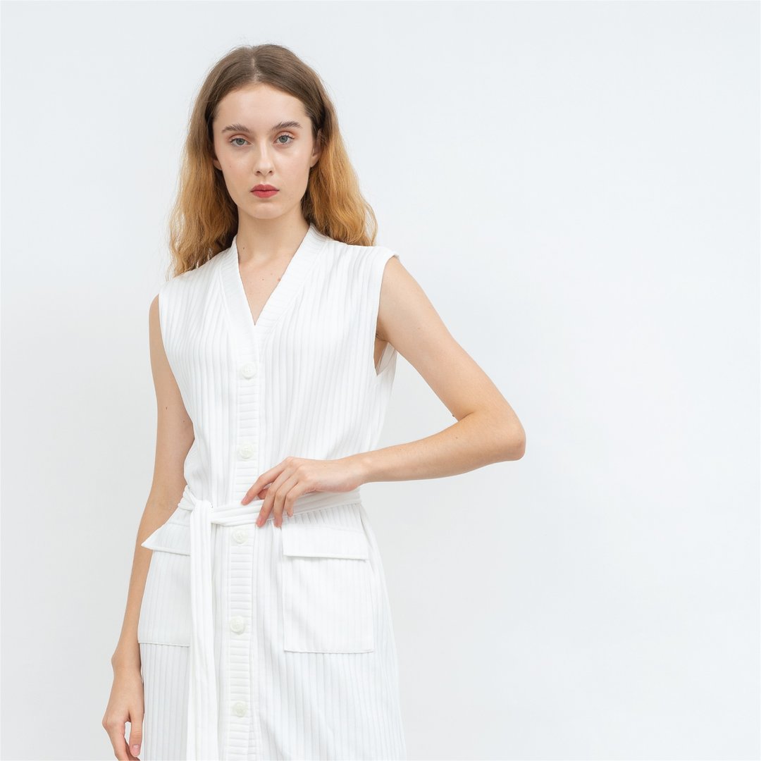 Vianne Lightweight Knit Dress - 洋装/连衣裙 - 聚酯纤维 白色