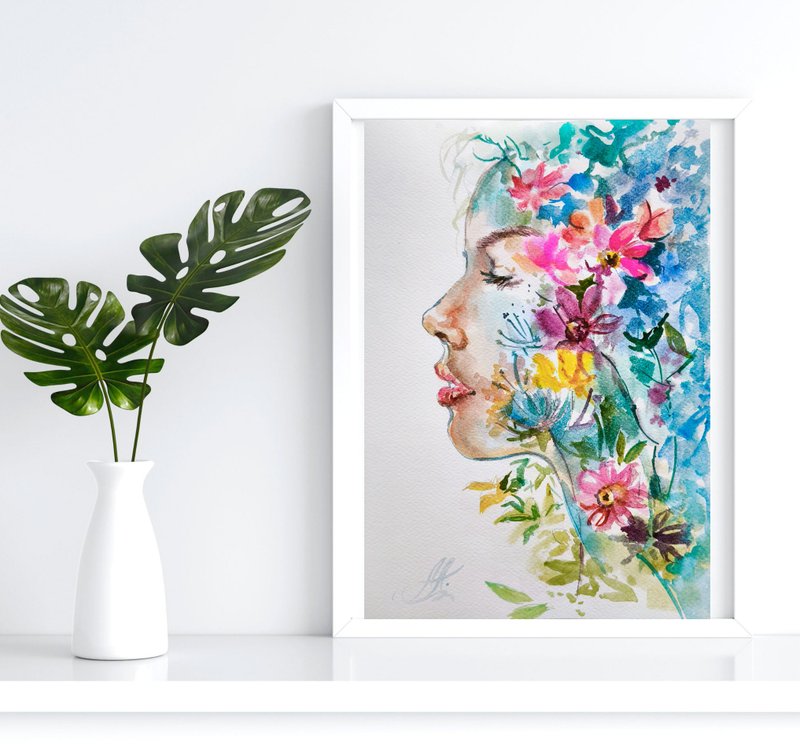 彩色微型画他画布迷你油画贗品艺术品 - 墙贴/壁贴 - 其他材质 蓝色