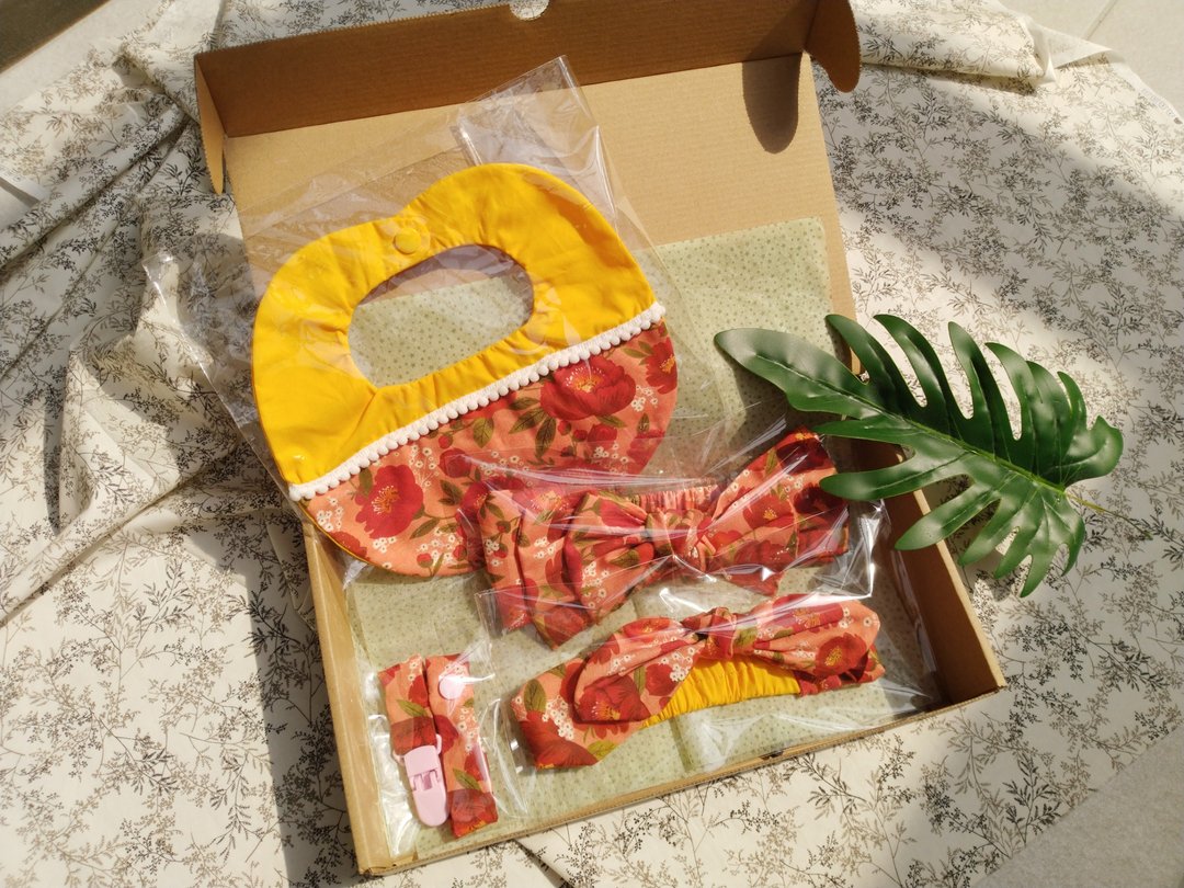 芍药花弥月礼盒组 - 满月礼盒 - 棉 红色