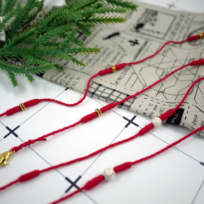 编织简约日常口罩链  艳阳红 - 口罩 - 棉．麻 红色