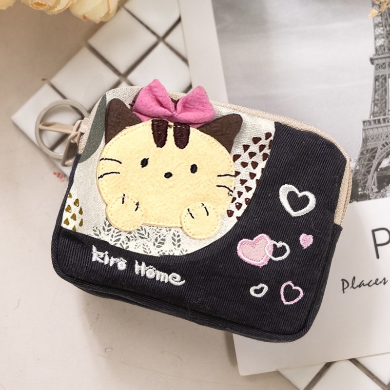 公主猫 双层 零钱包/识别证/小物收纳包【820257】 - 皮夹/钱包 - 棉．麻 黑色