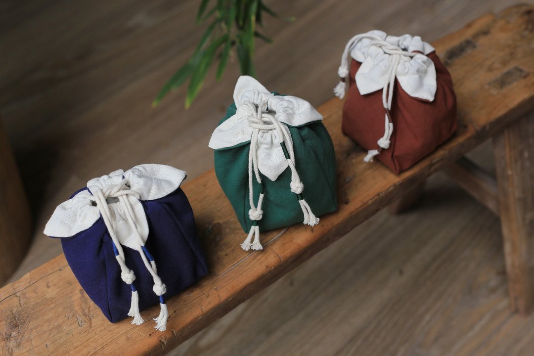 布艺制品 | 棉麻收纳包 便携旅行小茶具包 | 纽扣结绕线束口绳 - 收纳用品 - 棉 