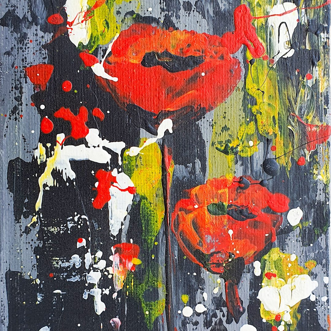 Poppy Painting Floral Original Artwork California Poppies Wall Art Bouquet Art - 海报/装饰画/版画 - 其他材质 红色