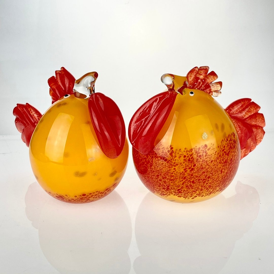 福气彩对鸡 手作玻璃 纯手工吹制 - 花瓶/陶器 - 玻璃 紫色