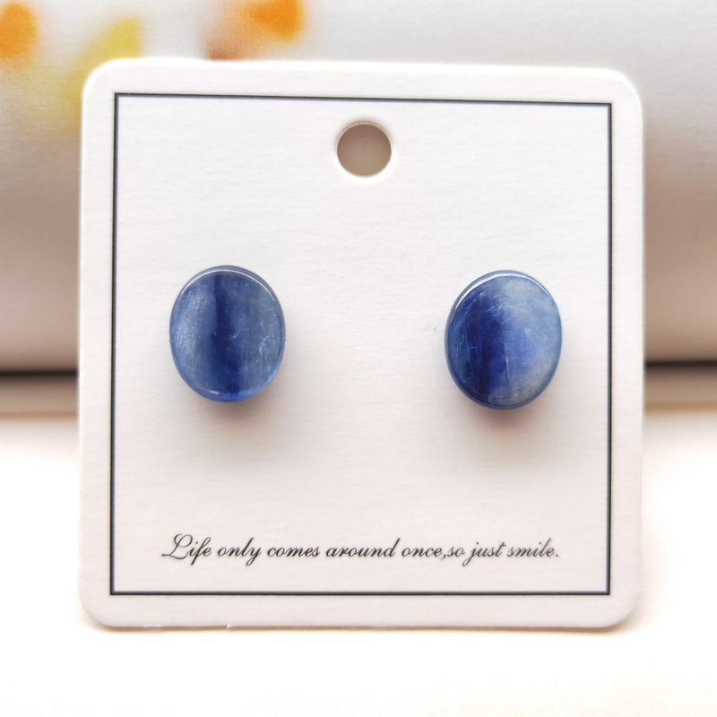 不对称蓝晶石耳钉孤品 - 耳环/耳夹 - 其他材质 