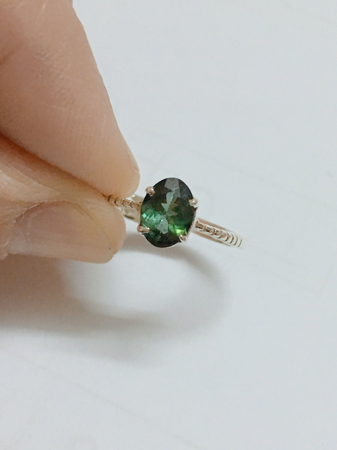 绿色 碧玺 戒指 尼泊尔 手工制 925纯银 - 戒指 - 半宝石 