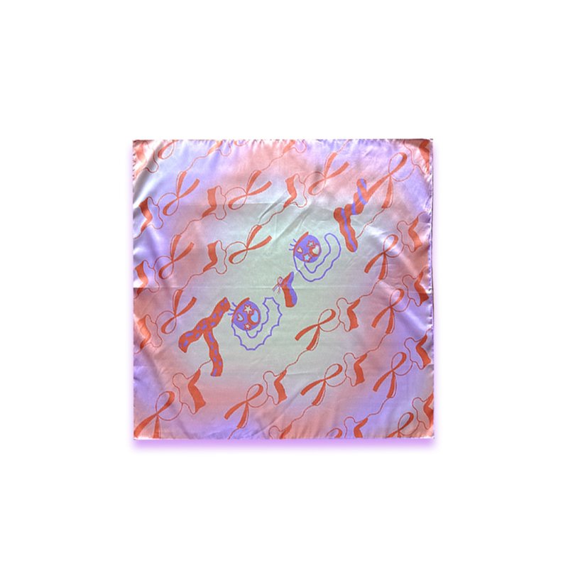 原创字母设计印花光泽感丝巾头巾 - 丝巾 - 其他材质 橘色