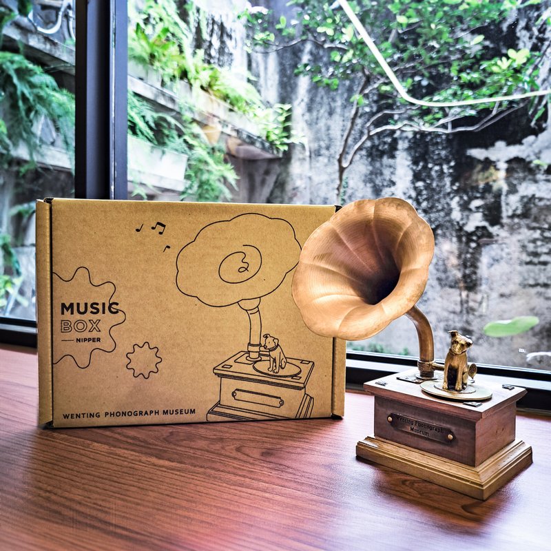 手工留声机造型音乐盒│NIPPER - 摆饰 - 其他金属 卡其色