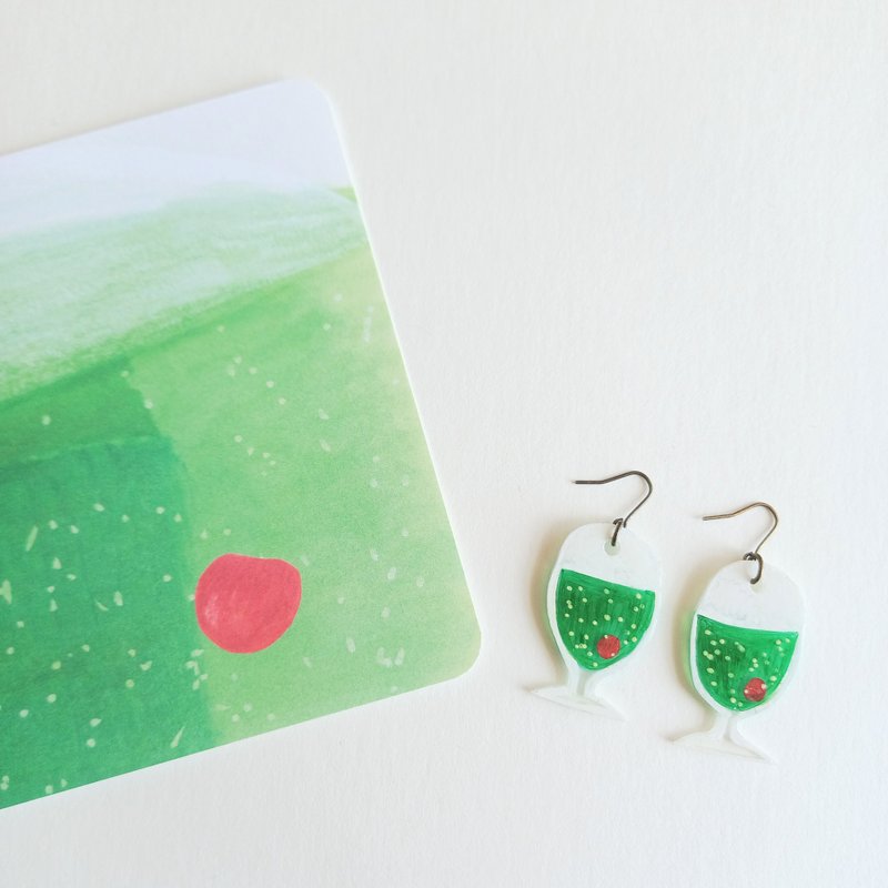 奇怪的耳针瓜苏打奶油苏打水 - 耳环/耳夹 - 塑料 绿色