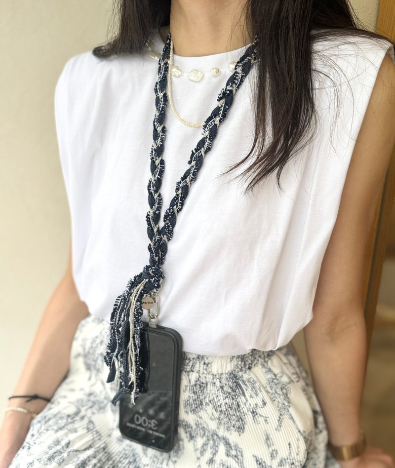 【MISIA】499 纯手工编织毛呢流苏颈挂绳-单宁牛仔 - 手机配件 - 棉．麻 