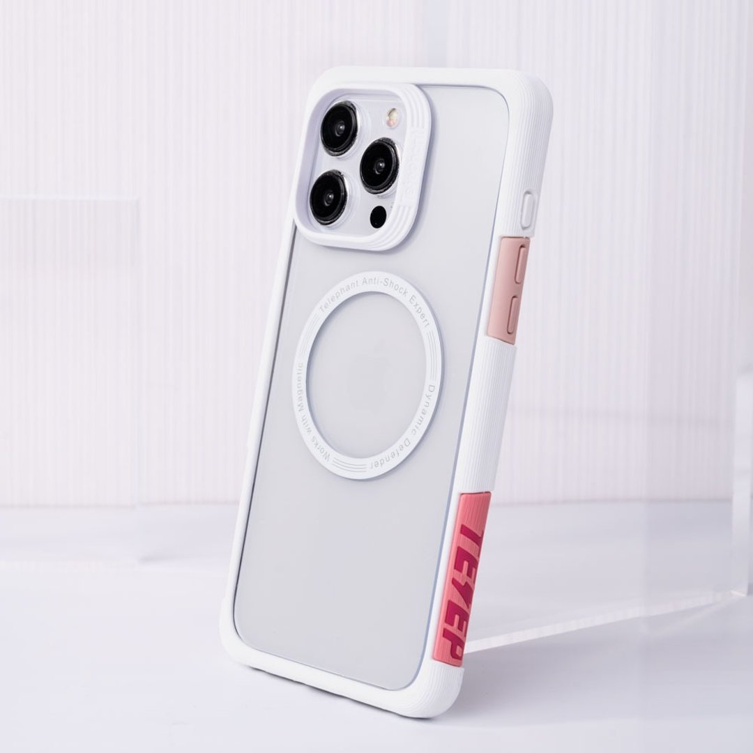 送品牌挂绳 iPhone 15 系列 EPI 水波纹抗污防摔手机壳-白玫瑰 - 手机壳/手机套 - 塑料 粉红色