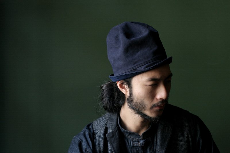 omabow/pot hat/深蓝 - 帽子 - 棉．麻 蓝色