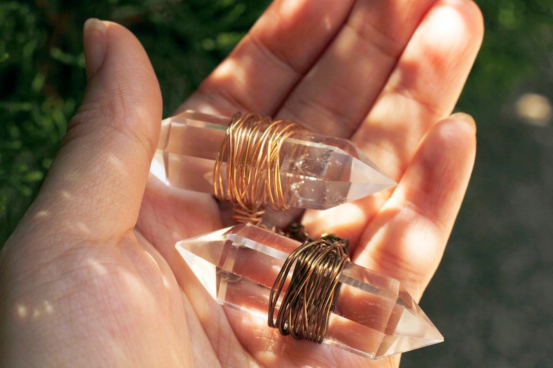 双尖薰衣草紫晶柱长颈链 （黄铜链）水晶柱 能量  ＊孤品＊ - 项链 - 宝石 紫色