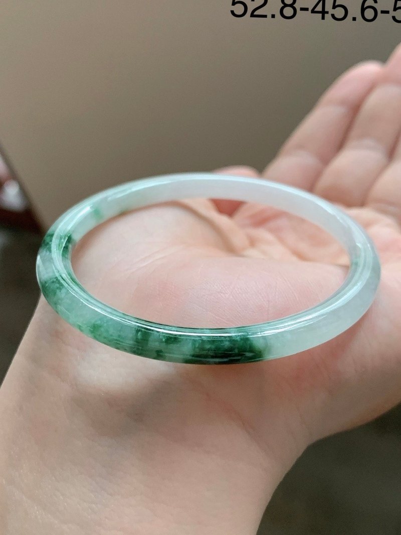 冰种 天然翡翠 缅甸 A玉 玉镯 • 冰种飘花翡翠贵妃镯 - 手链/手环 - 玉石 绿色