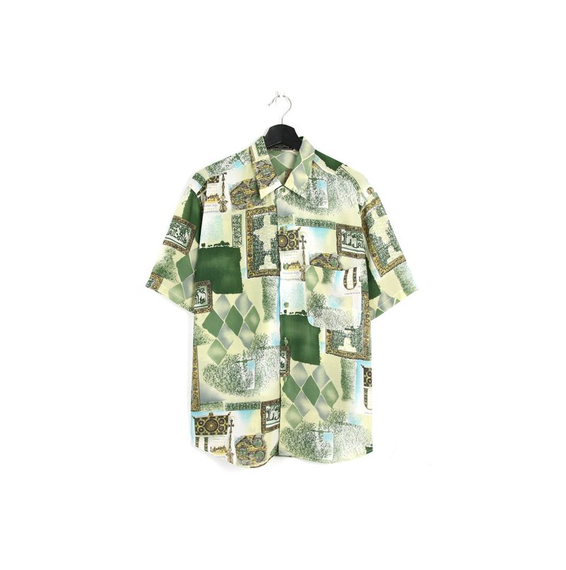 Back to Green- 短袖花衬衫 翠绿组合 /vintage shirts - 男装衬衫 - 聚酯纤维 