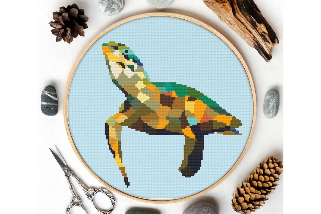Sea turtle cross stitch pattern PDF, DIGITAL ELECTRONIC FILE, Sea animals Cute - 手工艺教程/工具书 - 其他材质 