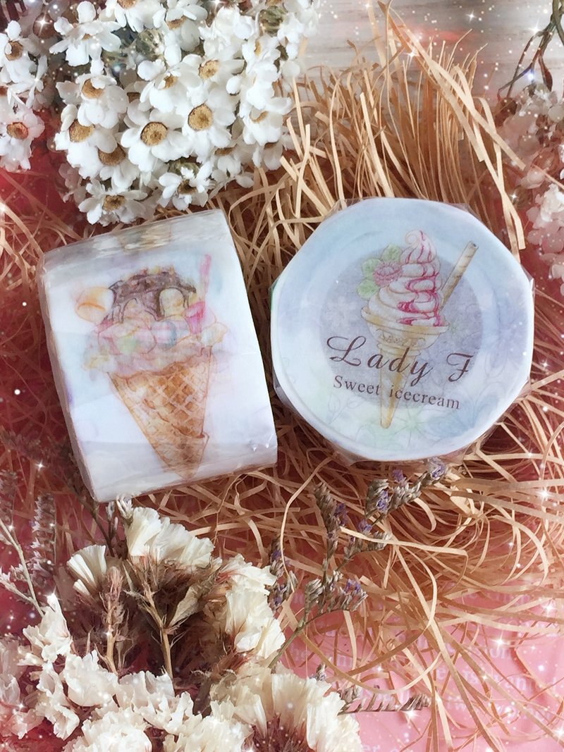 霜淇淋雾面和纸胶带/3cm - 纸胶带 - 纸 蓝色