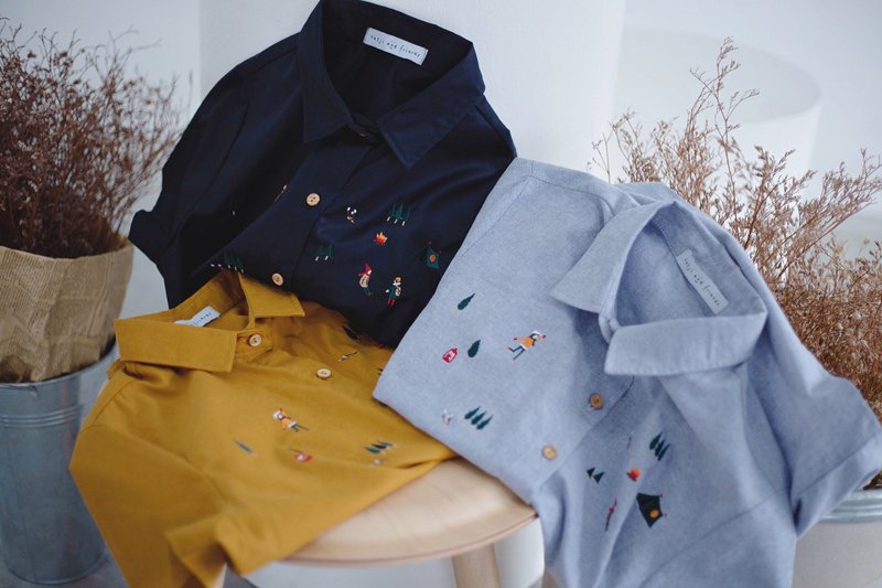 (从香港寄出) Camping Shirt 衬衫尺码S和M灰色 GreymixBlue - 女装衬衫 - 棉．麻 灰色