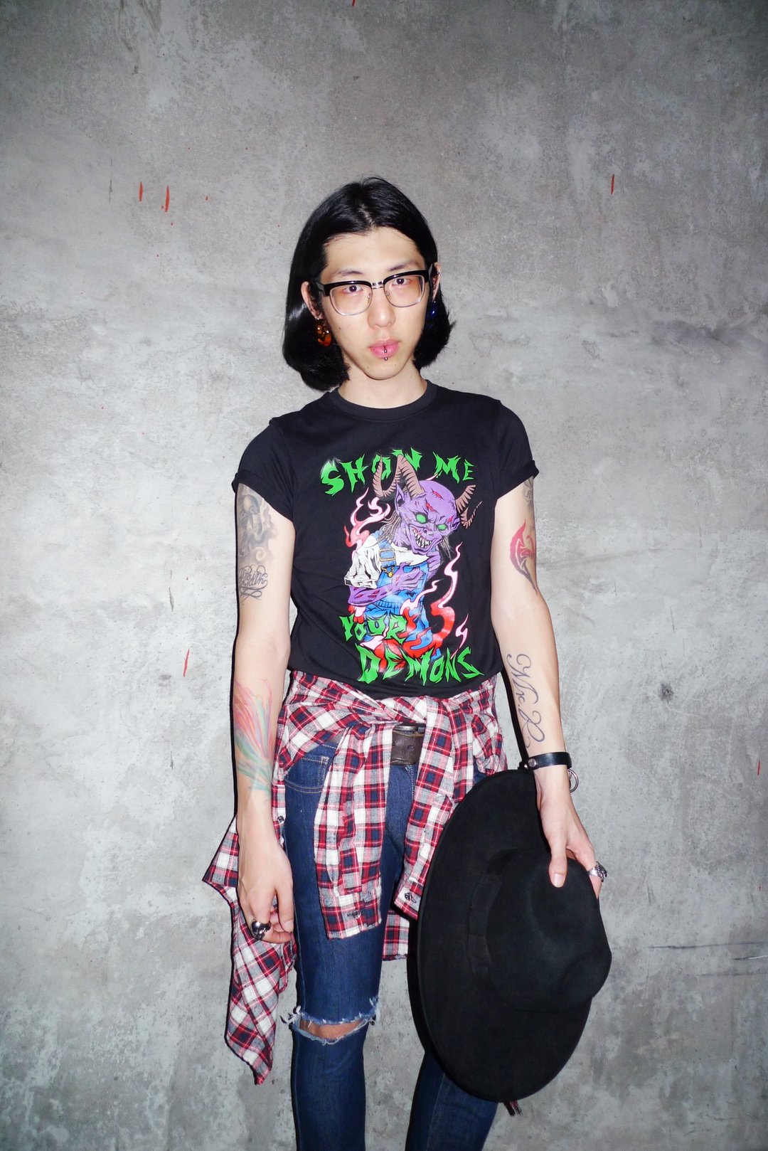 SHOW ME YOUR DEMONS MONSTER TEE T恤 (黑) - 男装上衣/T 恤 - 棉 黑色