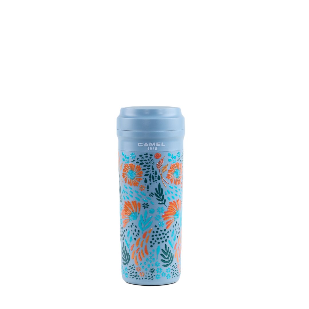 骆驼牌 350ml 玻璃胆真空保温杯胶壳胶盖 - 花卉系列 (炮仗花 FC) - 保温瓶/保温杯 - 其他材质 蓝色