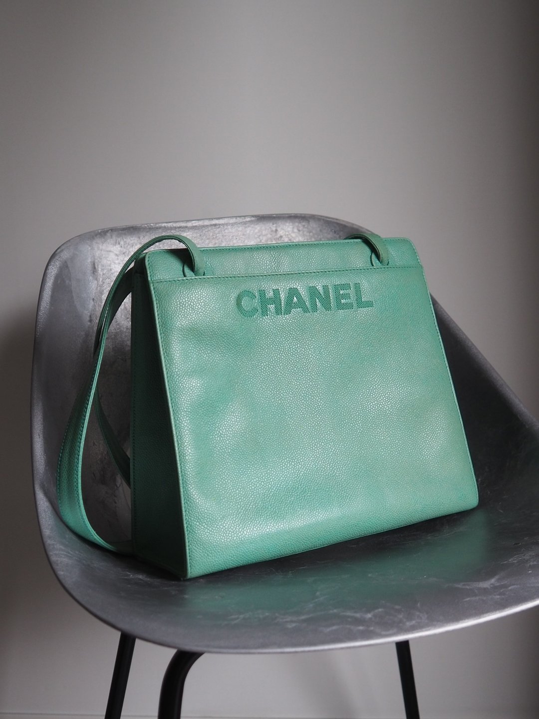 CHANEL 香奈儿 经典 Logo 托特包 蒂芬妮蓝 肩背包 复古 - 侧背包/斜挎包 - 真皮 绿色
