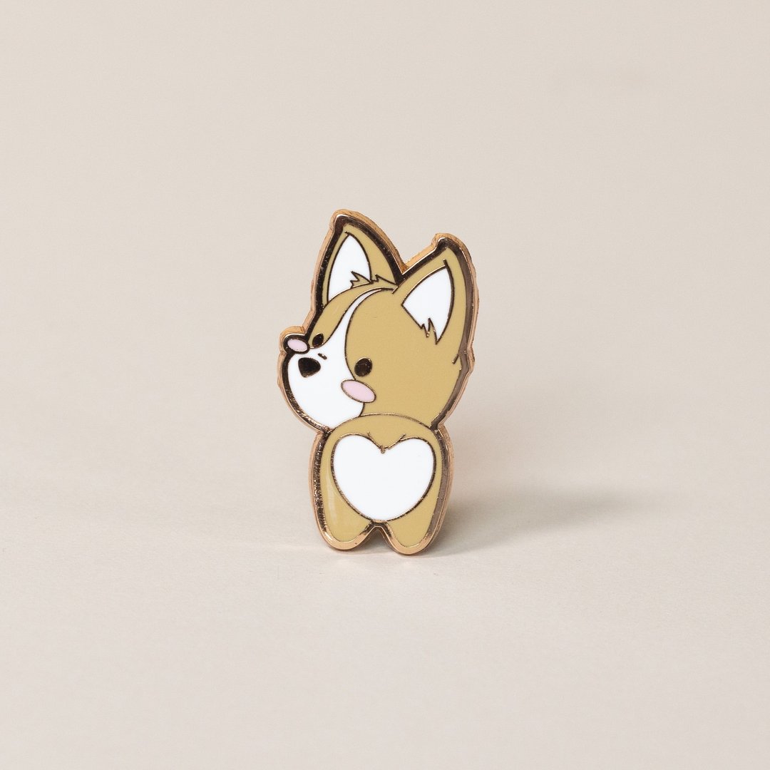 Bellzi | Corgi- Butt 柯基徽章-屁屁 - 徽章/别针 - 珐琅 金色