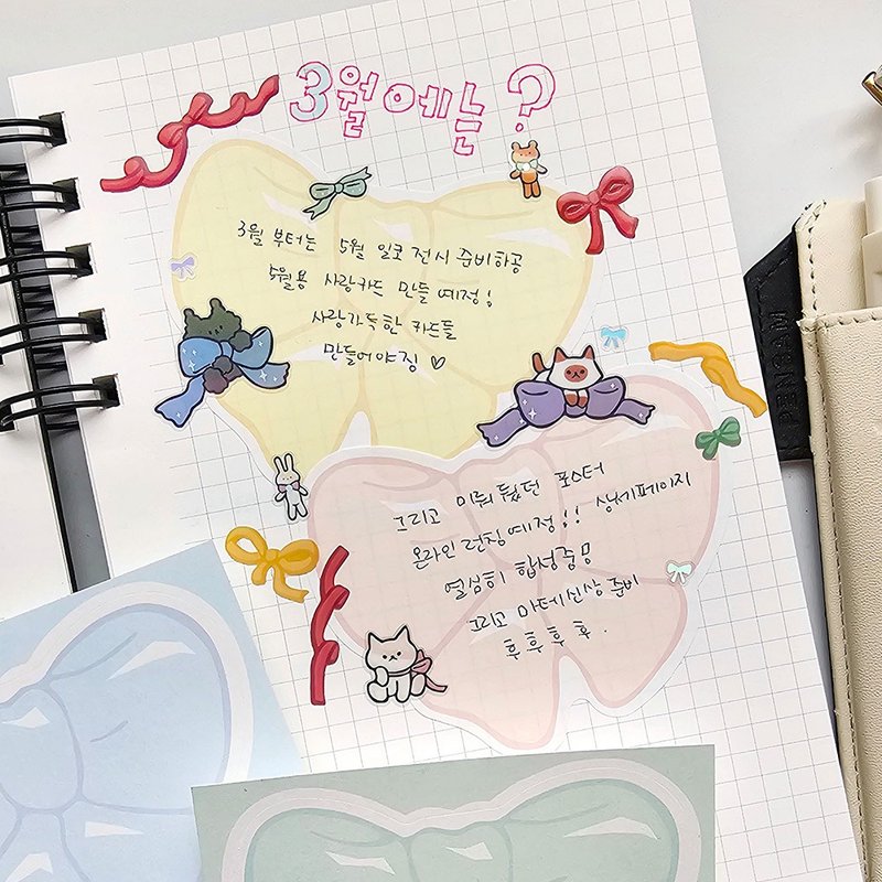 贴纸套装，大粉彩缎带 12 张 - 贴纸 - 纸 白色