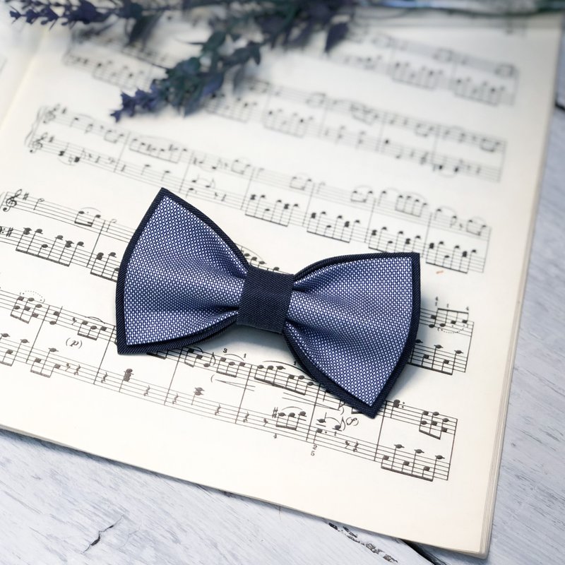Sky Blue Bow Tie - Bow Tie Self Tie For Student - Adjustable Bow Ties - 领结/领巾 - 棉．麻 蓝色