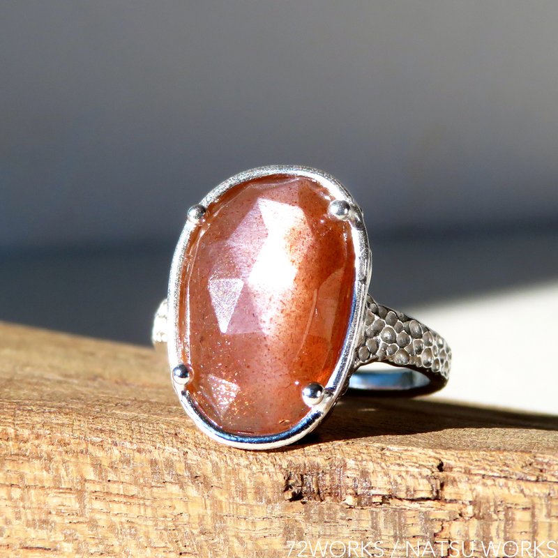Peach Moonstone Ring - 戒指 - 宝石 粉红色