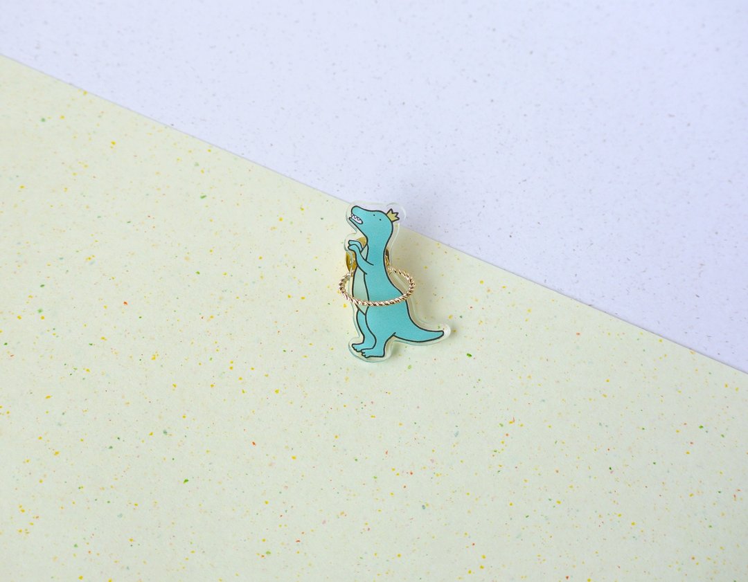 Hula Hoop Brooch /Dinosaur - 胸针 - 压克力 多色